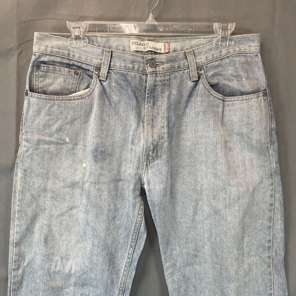 Levis 559 Relaxed Straight Jeans Mens 38x34 Distressed Denim Whiskered Fade